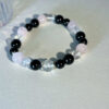 Handmade obsidian rose quartz and clear quartz bracelet for calm and emotional balance
